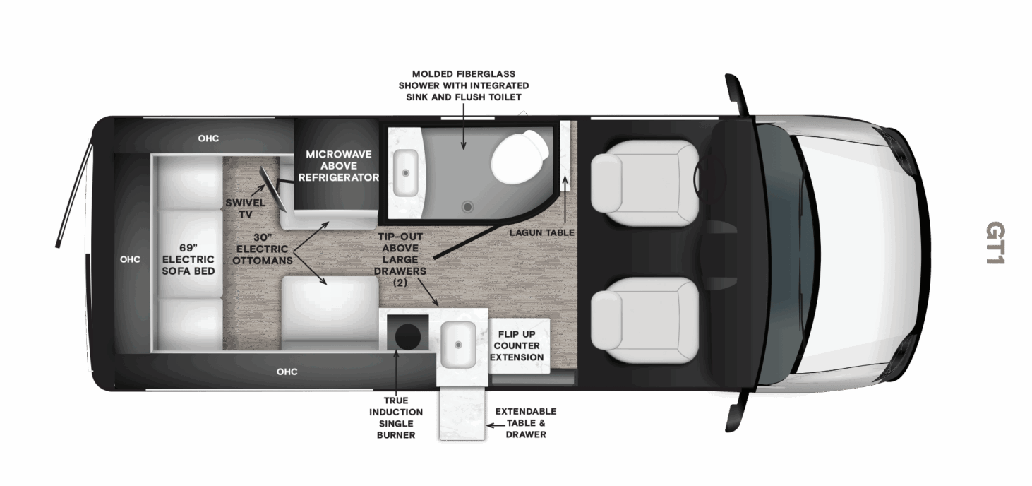 View 2027 Tiffin GT1 Base complete specs and manufacturer brochures