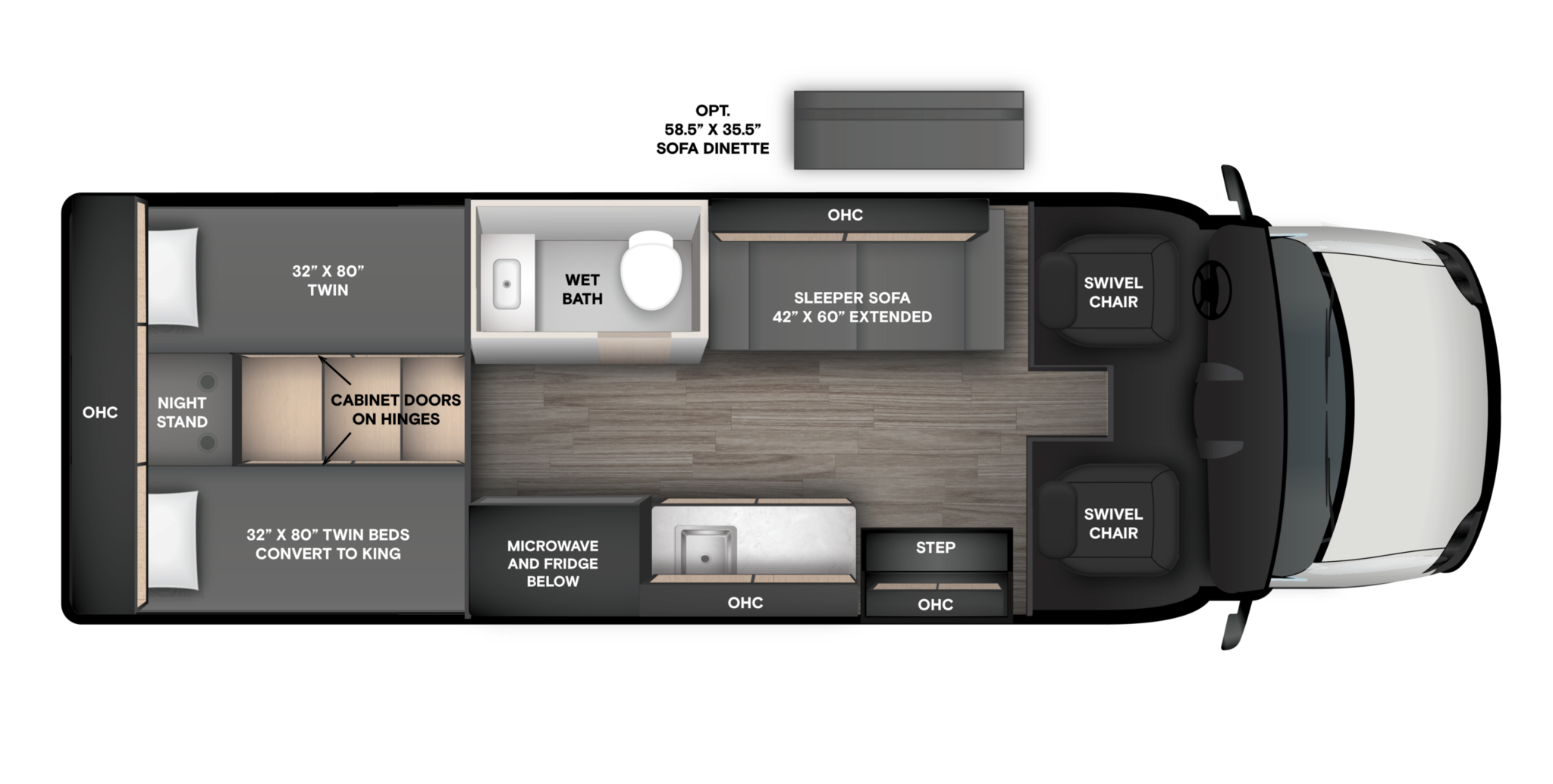View 2027 Tiffin Open Trail 25 AO complete specs and manufacturer brochures