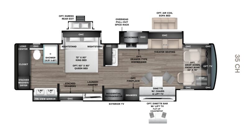 View 2027 Tiffin Phaeton 35 CH complete specs and manufacturer brochures
