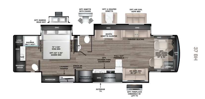 View 2027 Tiffin Phaeton 37 BH complete specs and manufacturer brochures