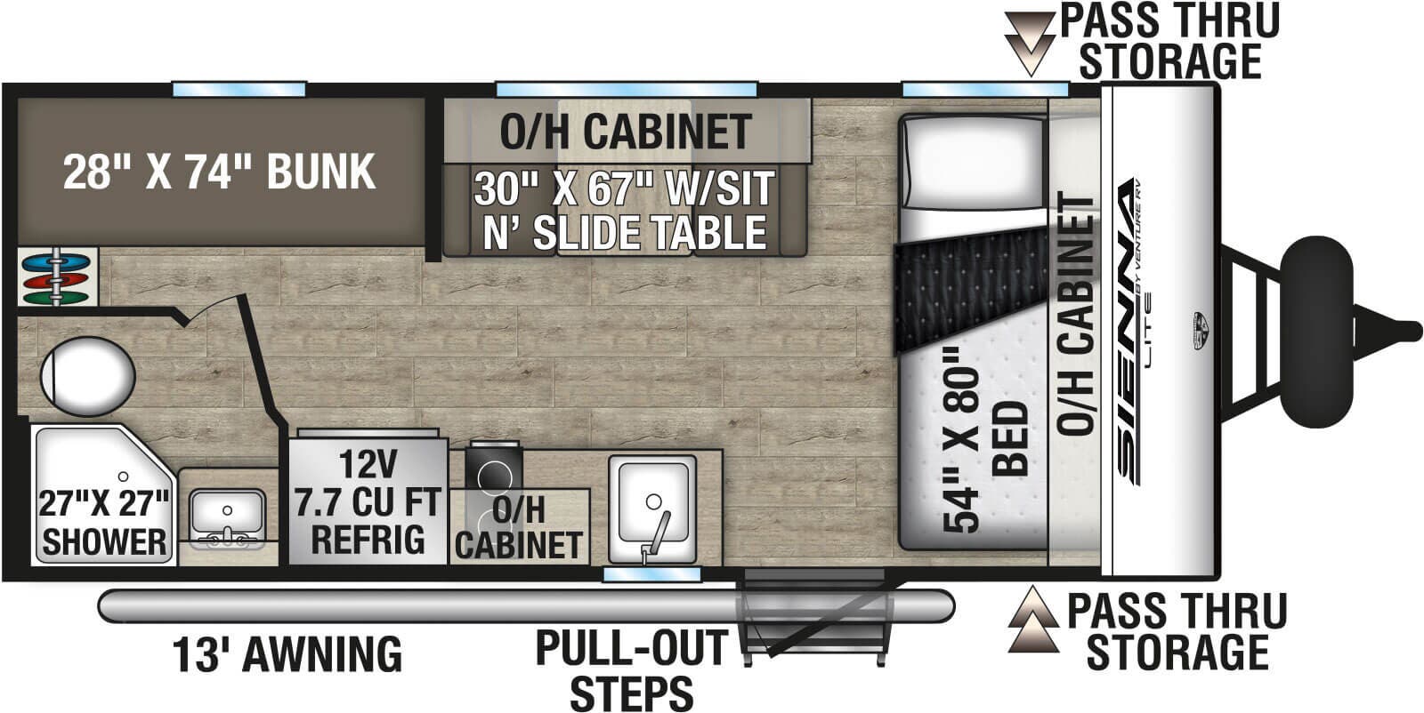View 2027 Venture RV Sienna Lite SA170VBH complete specs and manufacturer brochures