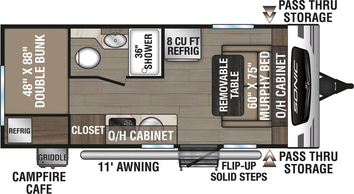 View 2027 Venture RV Sonic Lite SL170VBH complete specs and manufacturer brochures