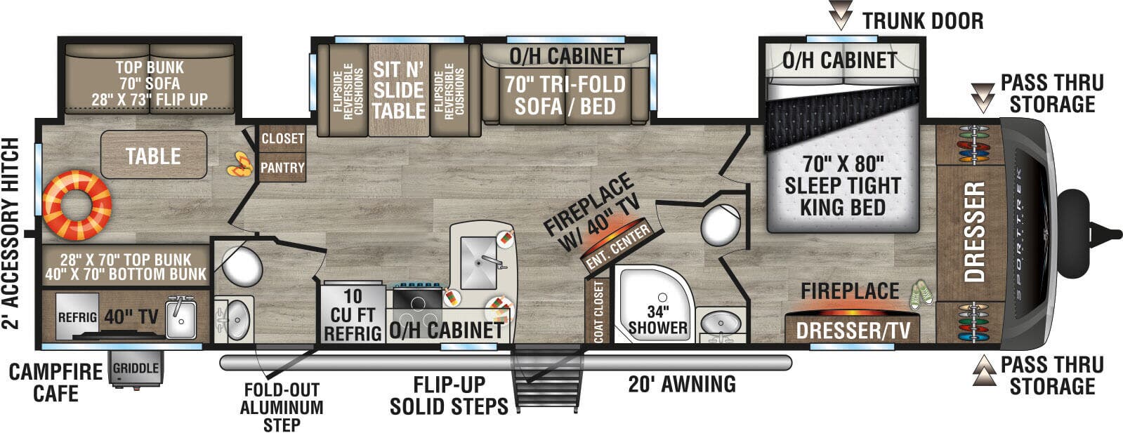 View 2027 Venture RV SportTrek Touring Edition STT343VBH complete specs and manufacturer brochures