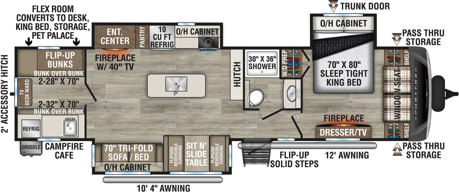 View 2027 Venture RV SportTrek Touring Edition STT343VIB complete specs and manufacturer brochures