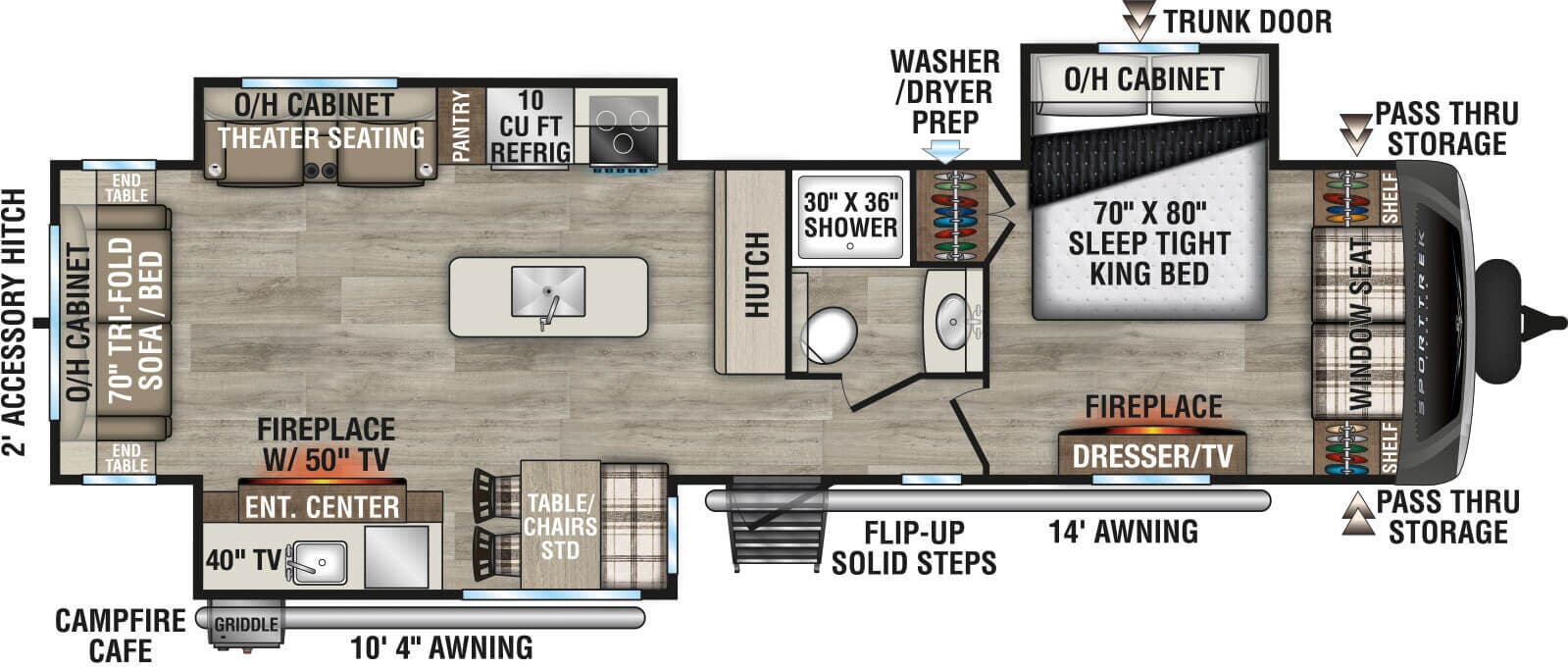 View 2027 Venture RV SportTrek Touring Edition STT343VIK complete specs and manufacturer brochures