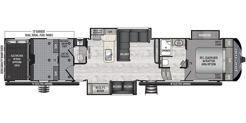 Full Specs for 2020 Keystone Raptor 413 RVs | RVUSA.com