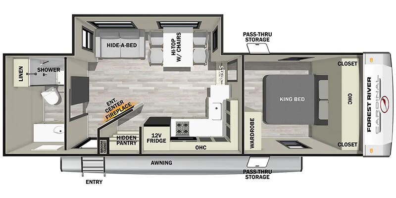 Work Truck Week 2025 Floor Plan 2025 Forest River Cardinal 27RB specs and literature guide